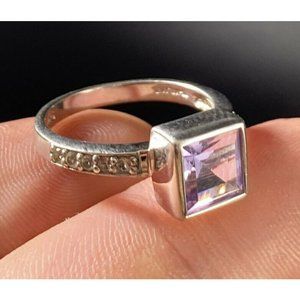FADI 925 Signed CZ Amethyst Ring Size 7 Band